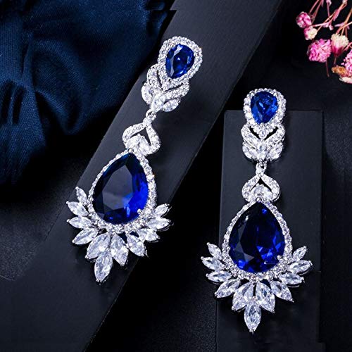 Elegente Abend für Abend Dinnerparty Hochzeit Schmuck Luxus Langes CZ Kristall Big Drop Hangle Ohrringe für Bräute von JZFOACHR