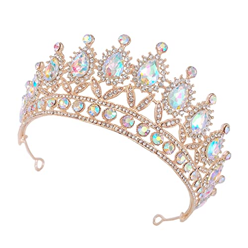 Farbige Diamantkronwomens Stirnband Accessoires für Frauen Schmuck Göttin Kopfstück Brautjungfer Tiara Kristallprinzessin Kopfbedeckung Strass von JZFOACHR