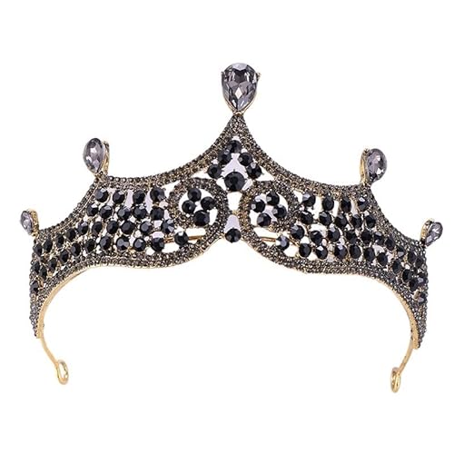 Graue Kristallkrone und Diademe Frauen Kopfverzierungen Schwarzer Strasskronenkronen -Kristall -Tiarabdecker Kopfstücke von JZFOACHR