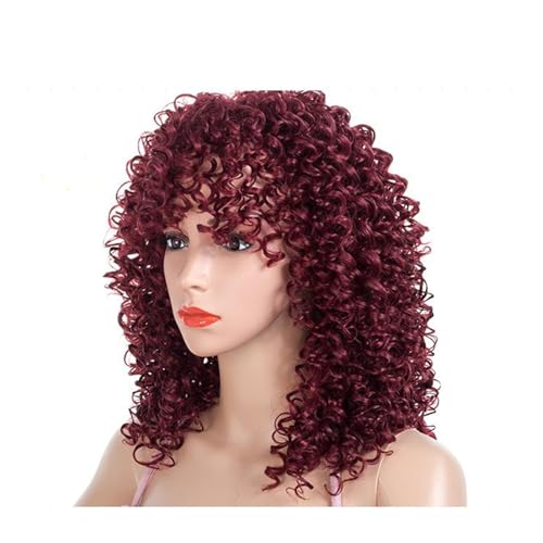 Haarpflege 50 cm/19.6''Curly Perücken für Frauen Kurzwellige Perücke mit Pony Big losen niedlichen synthetischen weichen Perücken für tägliche natürliche Perücken von JZFOACHR