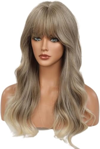 Haarpflege lange Perücken mit Pony Curly Synthetic Layered Curly Blonde Perücken für Frauen Mode klassische natürliche synthetische Hitze natürliche Perücken von JZFOACHR