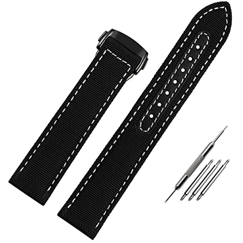 JZFOACHR 19 mm 20 mm gewebter Leinwand Watchgurt für Seamaster 300 AT150 Fabric Leder Nylon Aqua Terra 150 Blue Black Watchband von JZFOACHR