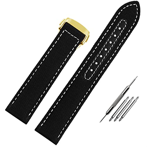 JZFOACHR 19 mm 20 mm gewebter Leinwand Watchgurt für Seamaster 300 AT150 Fabric Leder Nylon Aqua Terra 150 Blue Black Watchband von JZFOACHR