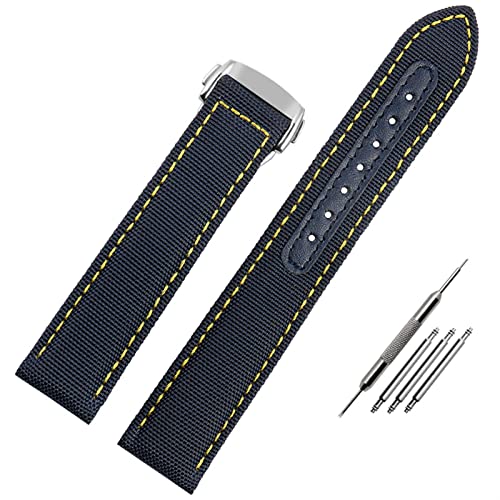 JZFOACHR 19 mm 20 mm gewebter Leinwand Watchgurt für Seamaster 300 AT150 Fabric Leder Nylon Aqua Terra 150 Blue Black Watchband von JZFOACHR