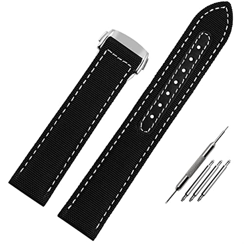 JZFOACHR 19 mm 20 mm gewebter Leinwand Watchgurt für Seamaster 300 AT150 Fabric Leder Nylon Aqua Terra 150 Blue Black Watchband von JZFOACHR
