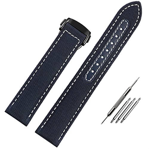 JZFOACHR 19 mm 20 mm gewebter Leinwand Watchgurt für Seamaster 300 AT150 Fabric Leder Nylon Aqua Terra 150 Blue Black Watchband von JZFOACHR
