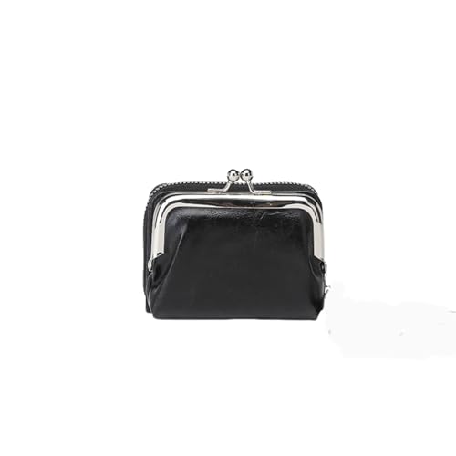 JZFOACHR 1pcs Kiss Lock -Geldbörsen und Handtaschen Kreditkartenhalter Brieftaschen Münze für Frauen PU Lederwechsel mit Reißverschluss Armband (braun), schwarz, eine Größe von JZFOACHR