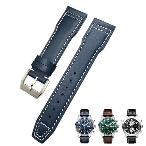 JZFOACHR 21mm 20mm Cowide Leder Uhrenband Passform für IWC Pilot's Watches Portugieser Armbänder Blue Watch Gurt Accessoires Männer Tool von JZFOACHR