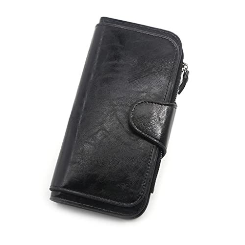 JZFOACHR Brieftasche, Frauenbrieftasche aus Lederbrieftaschen dreifache Vintage Womens -Geldbörsen Mobiltelefon Geldbörse weibliche Münzen Geldbörse (E 19 * 10 * 2 cm) von JZFOACHR