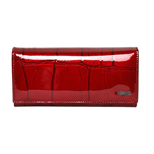 JZFOACHR Brieftasche, Leder Frauen Brieftasche Magnetische Haspeschen Frau Lang Geldbeutel Damen Münzversand Brieftaschen Frauen Geld Walet (A 18,5 * 9 * 3cm) von JZFOACHR