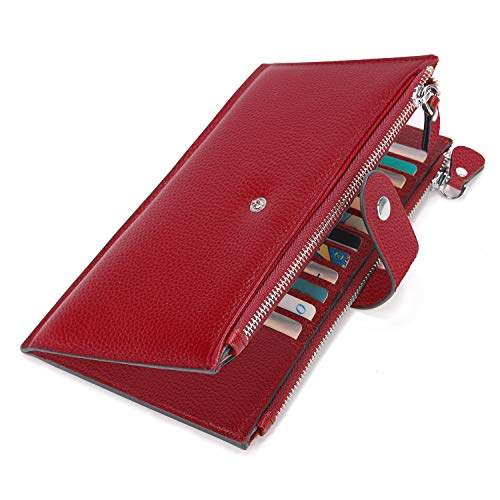 JZFOACHR Brieftasche für Frauen RFID blockieren echtes Leder -Multi -Slots -Organisator mit Reißverschluss in Taschenkreditkartenhalter Bifold, 22 PU -Kreuz, veganes Leder von JZFOACHR