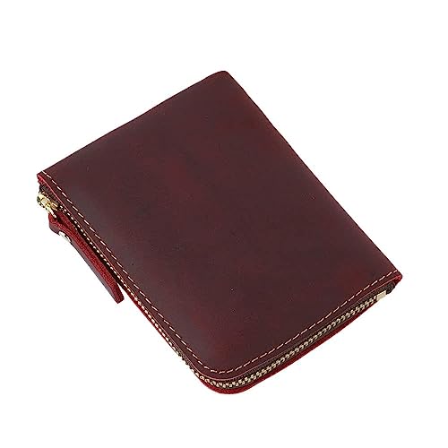 JZFOACHR Brieftaschen, 1PCS handgefertigte Herren Retro Reißverschluss Brieftaschen -Brieftaschen -Kartenhalter -Münzgehäuse (E 120 * 90 * 15 mm) von JZFOACHR