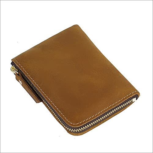 JZFOACHR Brieftaschen, 1PCS handgefertigte Herren Retro Reißverschluss Brieftaschen -Brieftaschen -Kartenhalter -Münzgehäuse (E 120 * 90 * 15 mm) von JZFOACHR