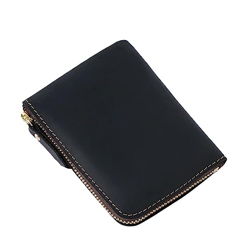 JZFOACHR Brieftaschen, 1PCS handgefertigte Herren Retro Reißverschluss Brieftaschen -Brieftaschen -Kartenhalter -Münzgehäuse (E 120 * 90 * 15 mm) von JZFOACHR