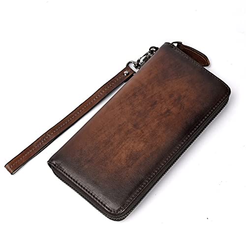 JZFOACHR Brieftaschen, Business Retro Herren Brieftasche handverletzte Farbe Multi-Karten-Kupplung Tasche Freizeit Handwallet Männer (A 19 * 9 * 2 cm) von JZFOACHR
