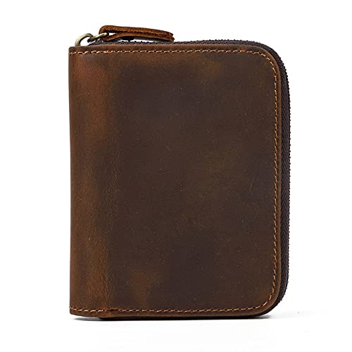 JZFOACHR Brieftaschen, Retro Herren Reißverschluss Multi-Card Coin-Geldbeutel Coin-Tasche Casual Business Wallet Card Cart (2 * 9 * 11 cm) von JZFOACHR