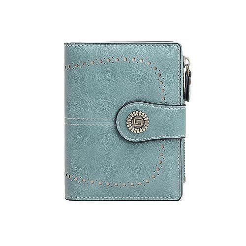 JZFOACHR Damen Brieftasche Bifold Credit Card Halter RFID -Blockierung mit Reißverschlussmünzenpocke PU Lederbetrieb (Pfauenblau), Blau, eine Größe von JZFOACHR