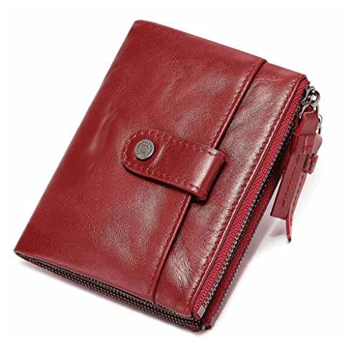 JZFOACHR Echte Leder Männer Brieftasche Münzbeutel Kleiner Mini -Kartenhalter Doppeler Reißverschluss Männlich Slim Walet S, Gepäck (Kaffee) von JZFOACHR