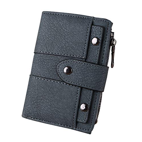 JZFOACHR Frauen Retro -Nieten kurzer Brieftaschenkoin -Geldbörsen -Kartenhalter Handtasche Handy Geldbeutel Brieftasche Kreuzkörper (grau, eine Größe), blau, eine Größe von JZFOACHR