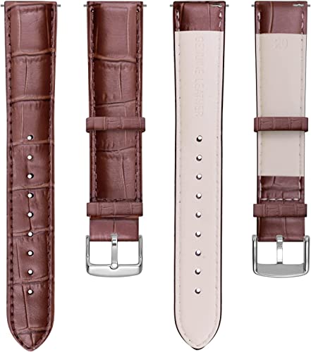 JZFOACHR Handgelenkriemen Uhr Accessoires Männer Frauen sehen Band Ersatz echte Lederriemen Handgelenk Band Uhrengurt mit silbernen Schnalle (braun) von JZFOACHR