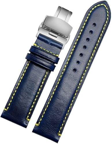 JZFOACHR Handgelenksbänder Austauschbares schwarzes Armband echtes Lederband 23mm Blau Uhren Band mit faltem Schnallen Armband Herren Uhrband von JZFOACHR