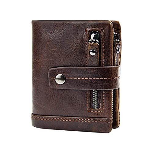 JZFOACHR Herren Brieftasche Männer Frauen weiche Leder Brieftet Vintage Tri-Fold Wallet Credit Card Wallethalter Mini Wallet ideal für Reisen ， Kaffee-9.5x2.5x11.5 cm von JZFOACHR