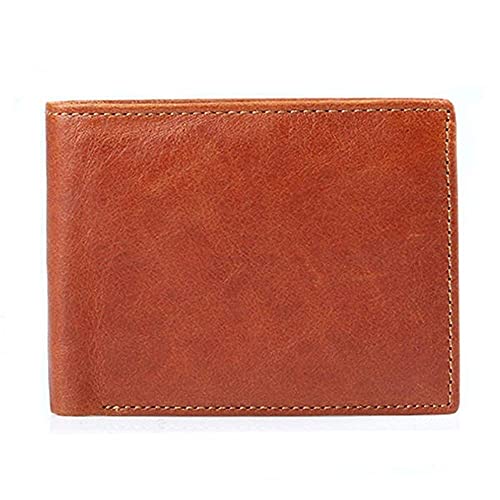 JZFOACHR Herren Brieftaschenmänner Leder Minimalist Retro Short Wallet Business Casual vertikaler Geldbeutel Kartenhalter-Horizontal ， Yellow2-One von JZFOACHR