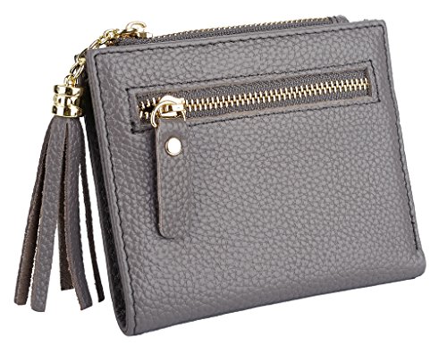 JZFOACHR Kleine Brieftaschen für Frauen Ladies Mini Coin Geldbörse Bargeldkartenhalter RFID Protection Compact echtes Leder, grau, eine Größe von JZFOACHR