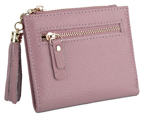 JZFOACHR Kleine Brieftaschen für Frauen Ladies Mini Coin Geldbörse Bargeldkartenhalter RFID Protection Compact echtes Leder, grau, eine Größe von JZFOACHR