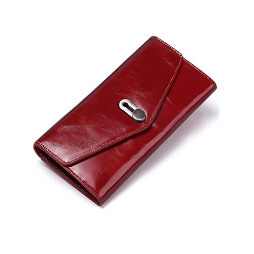 JZFOACHR Lederbrieftasche ， Lederkappe Typ Langes Brieftasche für Männer und Frauen Allgemeines Handtasche und Kartenpaket großer Kapazität Utility Brieftasche rot rot von JZFOACHR