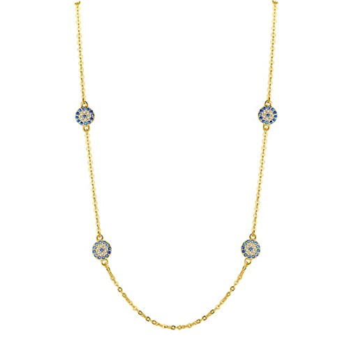 JZFOACHR Persönlichkeit böse Augenanhänger Halskette 925 Sterling Silber Langkette Kristall türkische Halsketten Frauen Mädchen Glück Schmuck von JZFOACHR