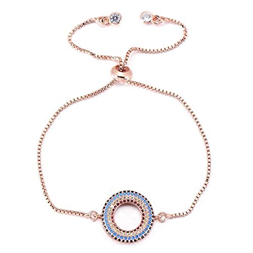 JZFOACHR Runde Charmearmband Frauen Rosenfarben Verstellbare Kette Zirkonkristallarmband Frauen JZFOACHR Runde Charmearmband Frauen Rosenfarben Verstellbare Kette Zirkonkristallarmband Frauen von JZFOACHR