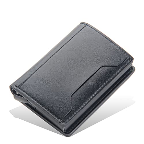 JZFOACHR Smart Wallet Auto-Flip-Kartenhalter PU Leder Aluminium Legierung Kreditkartenhalter Herren Mini-Brieftaschenkartenhalter ， A-10 * 7cm von JZFOACHR