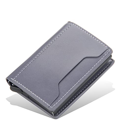 JZFOACHR Smart Wallet Auto-Flip-Kartenhalter PU Leder Aluminium Legierung Kreditkartenhalter Herren Mini-Brieftaschenkartenhalter ， A-10 * 7cm von JZFOACHR