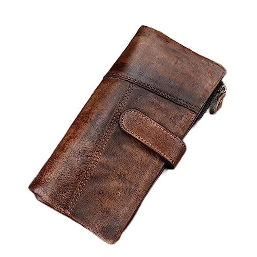 JZFOACHR Vintage echtes Leder Langer Geldbörse Männer Frauen Kreditkartenhalter Geldbeutel Reißverschluss Business Moible Telefon Brieftasche ， A-EIN-Größe von JZFOACHR