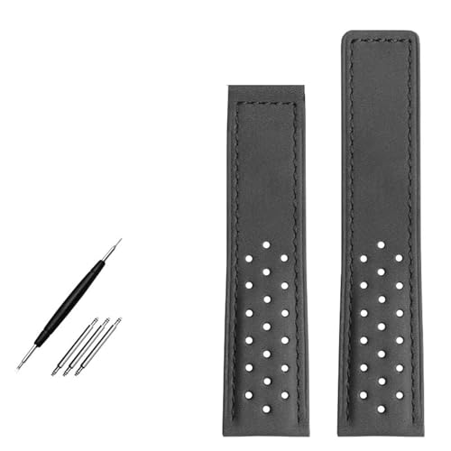 JZFOACHR Watchband 22mm echtes Lederarmband Uhrengurt Herren Armbanduhr Band Faltschnalle Nubuck Uhren -Armband -Accessoires von JZFOACHR