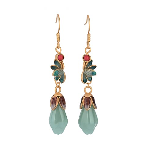 Jade -Ohrringe für Frauen, vielseitige minimalistische Orchideenohrringe mit Emaille -Handwerksohrringen für Teenagerinnen Frauen Schmuck exquisite Ohrringe von JZFOACHR