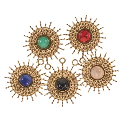 Mädchen juwelry 5pcs Stein Eingelegtes Anhänger Zauber DIY JUDELY MAUFEN einzigartiges sonnenförmiges Design Haltbar wiederverwendbar für Armbänder Halsketten und Handwerksprojekte Accessoires von JZFOACHR