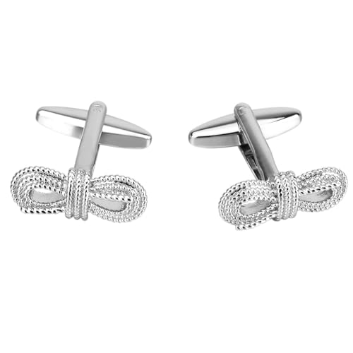 Metall Silber Seil Fliege Blinde Manschettenknöpfe Männer Persönlichkeit Französische Manschettennägelhülsennägel von JZFOACHR