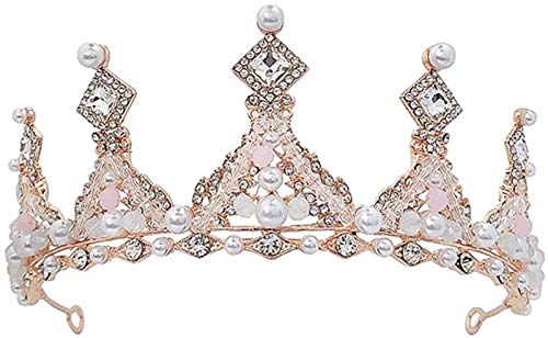 Perlhochzeit Tiaras für Frauen Vintage Diamond Crown Stirnband Kristall Haarzubehör Gold Schmuck Schmuck von JZFOACHR