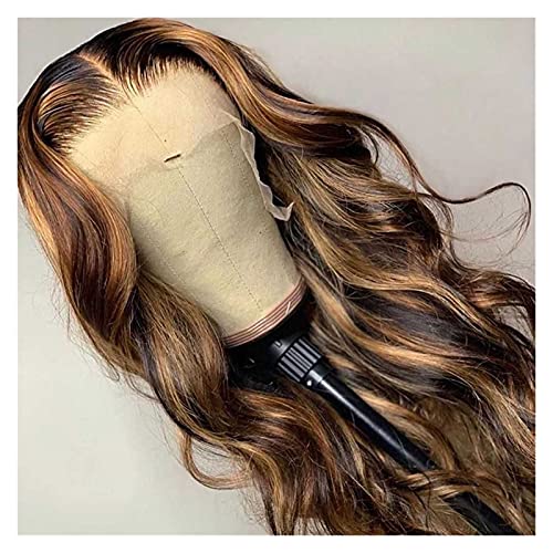 Perücke Highlight Perücken menschliches Haar Körper Welle Spitze Frontalperücke Honig blonde braun gefärbte Perücke 13 × 4 Ombre Spitzenverschluss Perücke für Frauen graue Perücken für Frauen (20in P4 von JZFOACHR