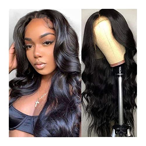 Perücken Brasilianer 4 × 4 × 1 T-Teil Spitze Frontalperücke mit Baby Haarwelle Spitzen Vorderperücke 10-30 Zoll menschliches Haar Spitzenperücken für schwarze Frauen mittelbrauner Braun grauer von JZFOACHR