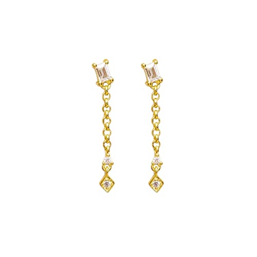 Quadratische Zirkon -Anhängerkette Piercing Ohrringe für Frauen Hochzeit Schmuck Pendientes Plata von JZFOACHR