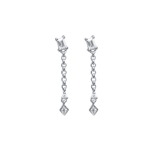 Quadratische Zirkon -Anhängerkette Piercing Ohrringe für Frauen Hochzeit Schmuck Pendientes Plata von JZFOACHR