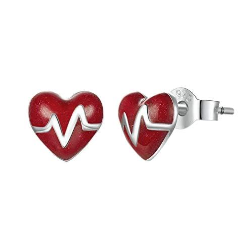 Red Emaille Heart Heartbeat Ohrringe für Frauen 6mm hypoallergener Schmuck für Red Emaille Heart Heartbeat Ohrringe für Frauen 6mm hypoallergener Schmuck für von JZFOACHR