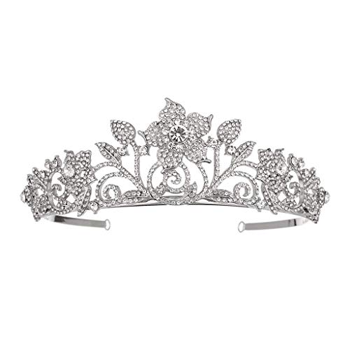 Silberkristall Tiara Crown Stirnband Prinzessin Elegante Krone mit Kämmen für Frauen Mädchen Braut Hochzeit Prom Geburtstagsfeier von JZFOACHR