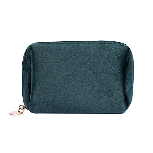 Toilettenbeutel 1 PC Frauen Reißverschluss Samt Make -up -Tasche Fahrt Großer Kosmetikbeutel Feste weibliche Make -up -Beutel (grün) von JZFOACHR