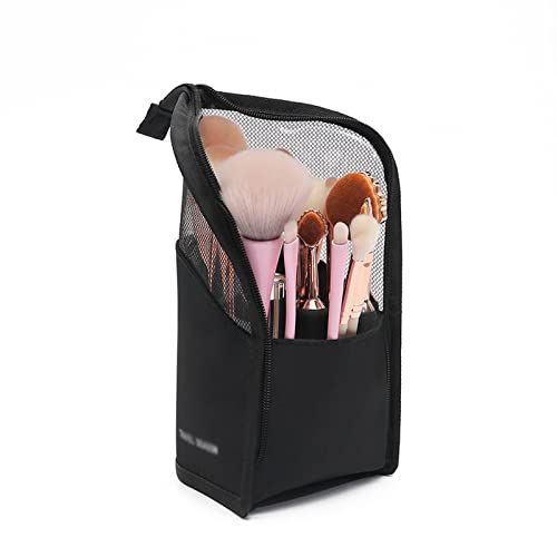 Toilettenbeutel 1 PC Ständer Kosmetikbeutel für Frauen klare Reißverschluss -Make -up -Tasche Reisen weibliche Make -up -Pinselhalter Organisator TOIP TOILTARS (Schwarz) von JZFOACHR