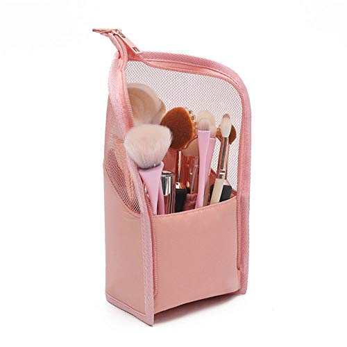 Toilettenbeutel 1 PC Ständer Kosmetikbeutel für Frauen klare Reißverschluss -Make -up -Tasche Reisen weibliche Make -up -Pinselhalter Organisator TOIP Toil Tage. (Pink) von JZFOACHR