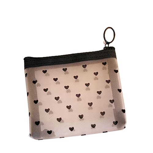 Toilettenbeutel Frauen Reisen Toilettenwäsche Make -up -Bag Aufbewahrungskoffer Reißverschluss Make -up -Taschen Modes schwarz Punkt transparentes Mesh -Kosmetikbeutel (mittel) (mittel) von JZFOACHR